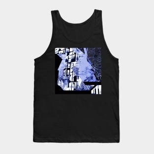 city map in urban brutalism collage photo architectural wallpaper in black Tank Top